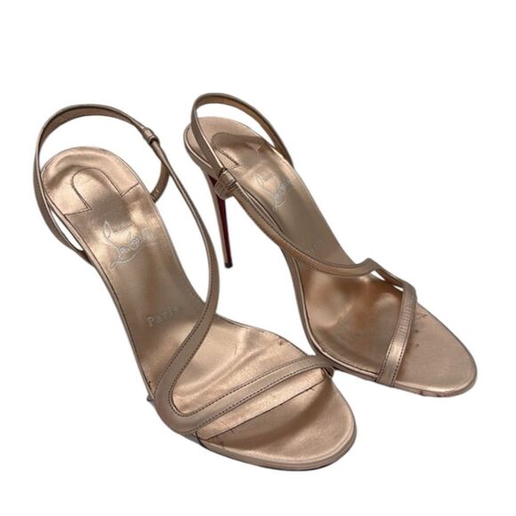 Christian Louboutin Rose Gold 100MM Spechhio Leather Heels Size 9.5/ EU 39.5 - Picture 5 of 15